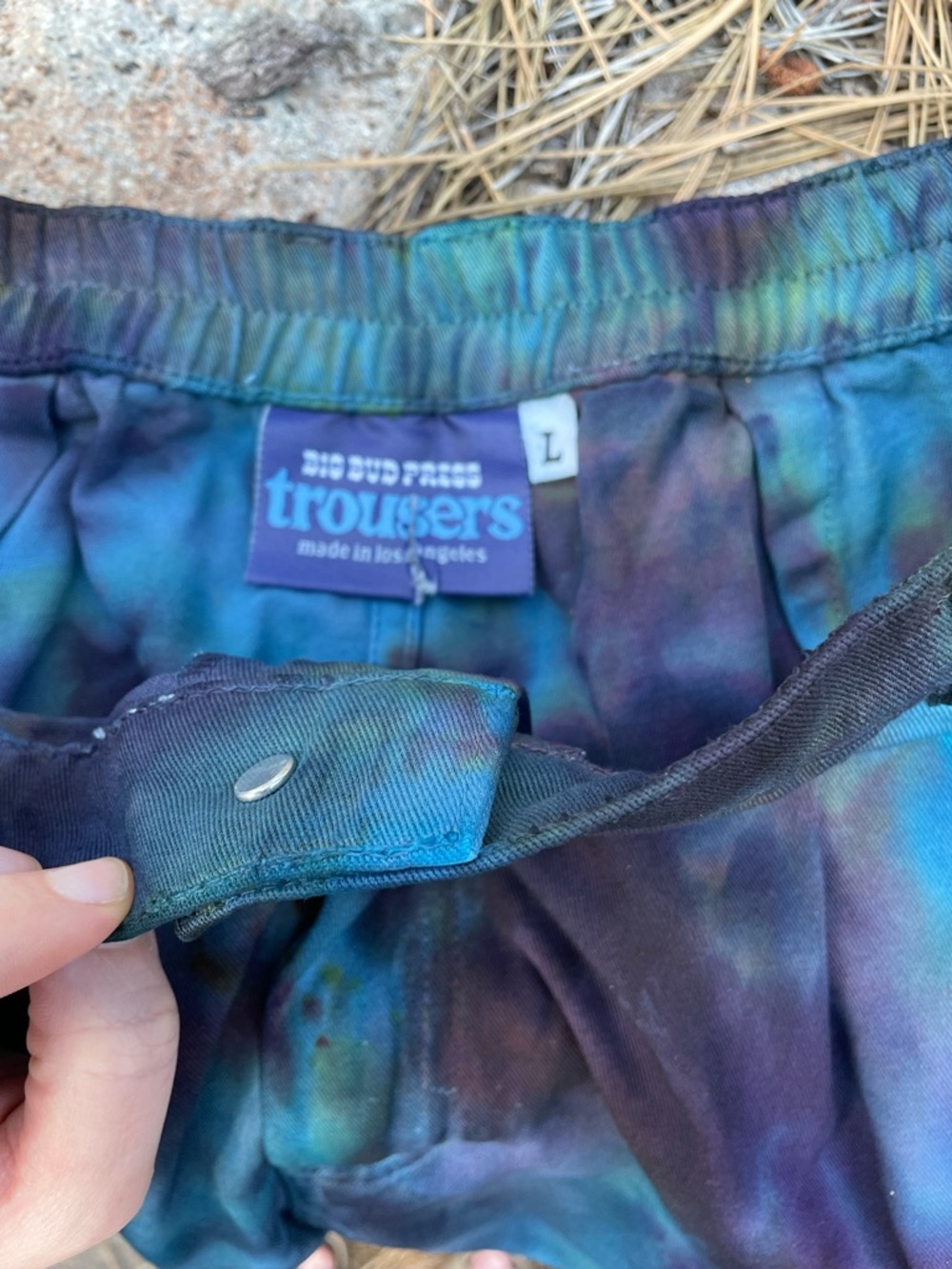 Tie Dye Big Bud Press Trousers, size L - Picture 5 of 6